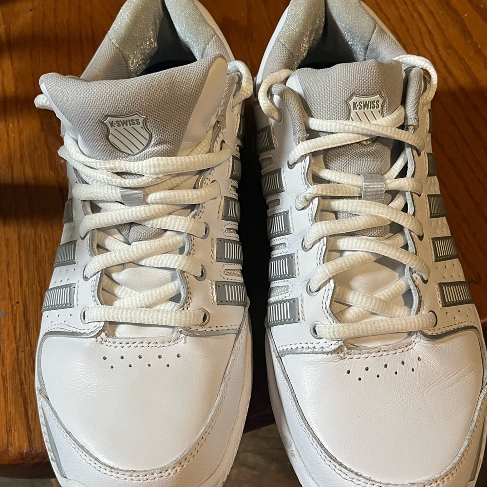 K-Swiss Classic White and Silver Sneakers